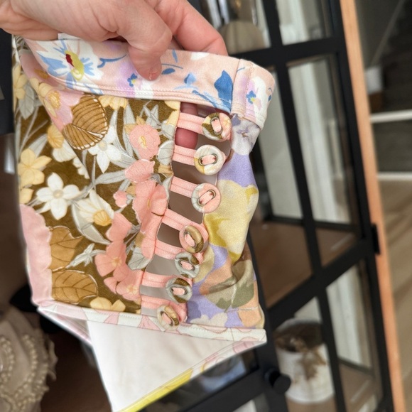 Zimmermann Pop Button High Waisted Bikini Bottoms floral patchwork print swim - Picture 10 of 12